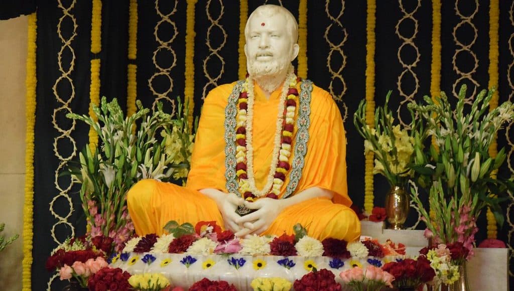 Sri Ramakrishna, decorated for worship